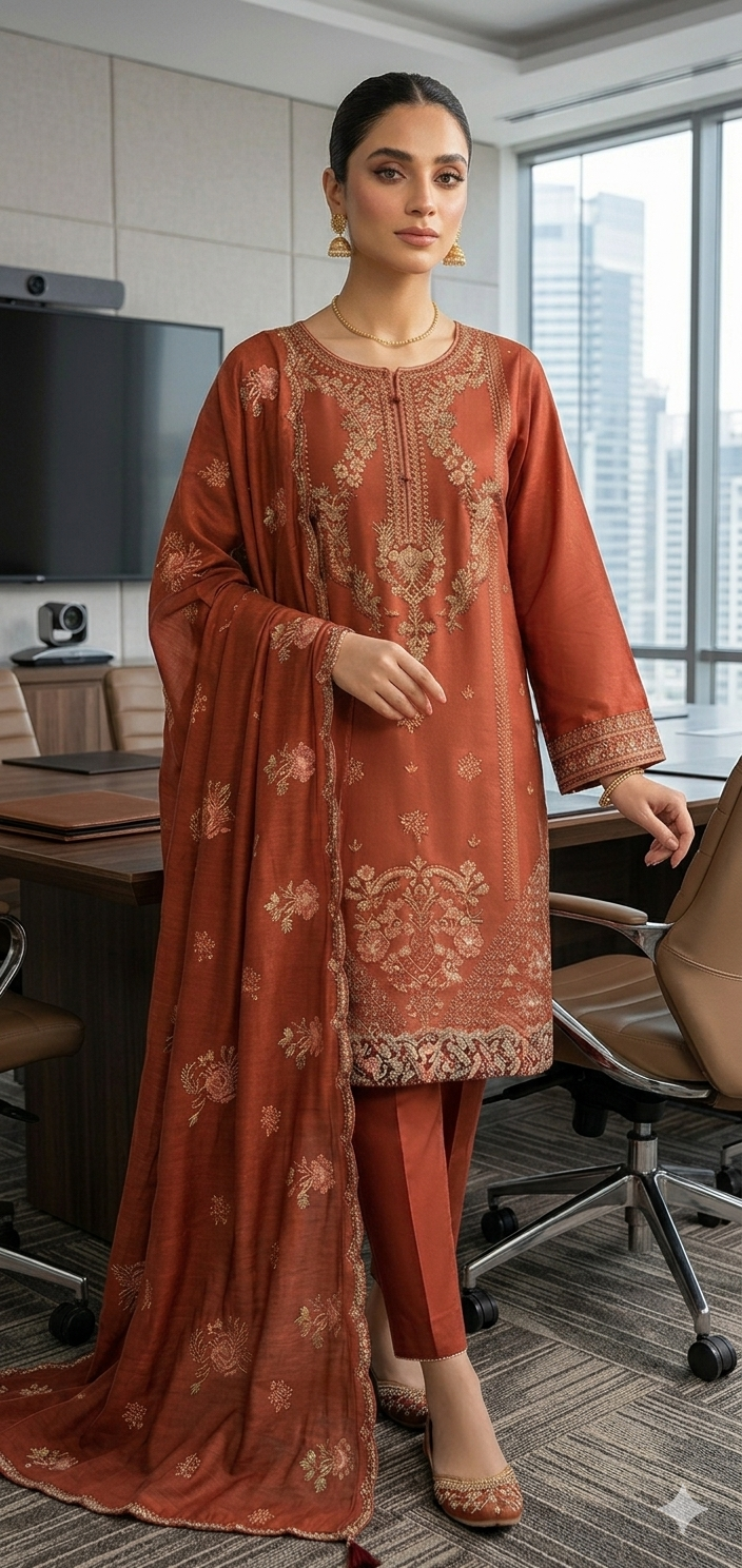 Dhanak 3 Piece Embroided dress - Image 2