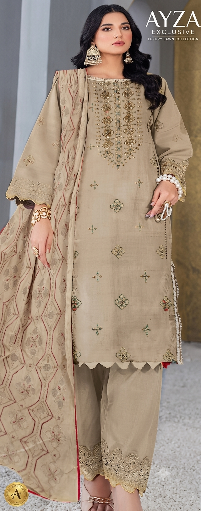 Dhannak3 piece Embroided dress - Image 3