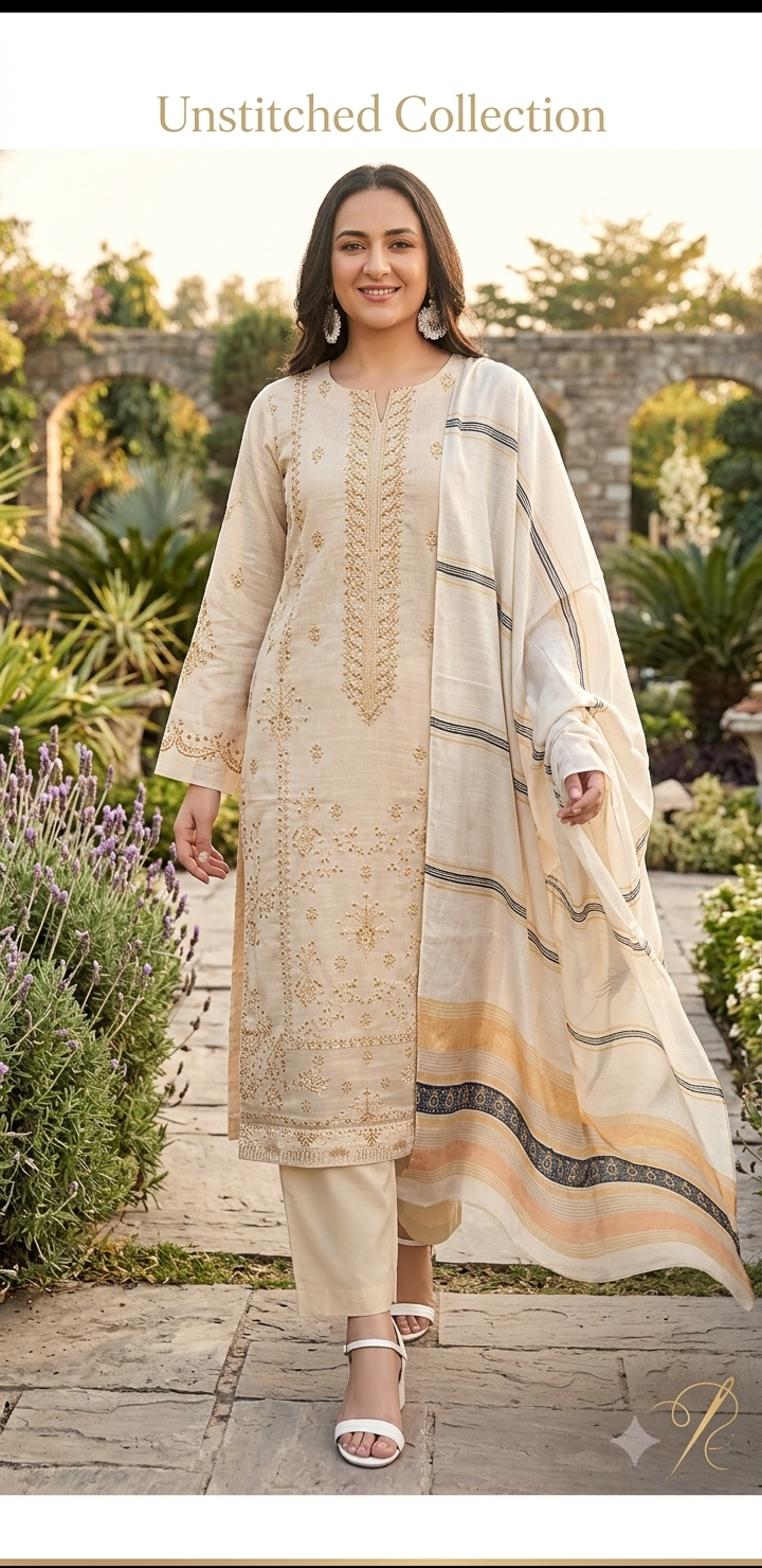 kiran brand dhanak 3piece Embroided dress
