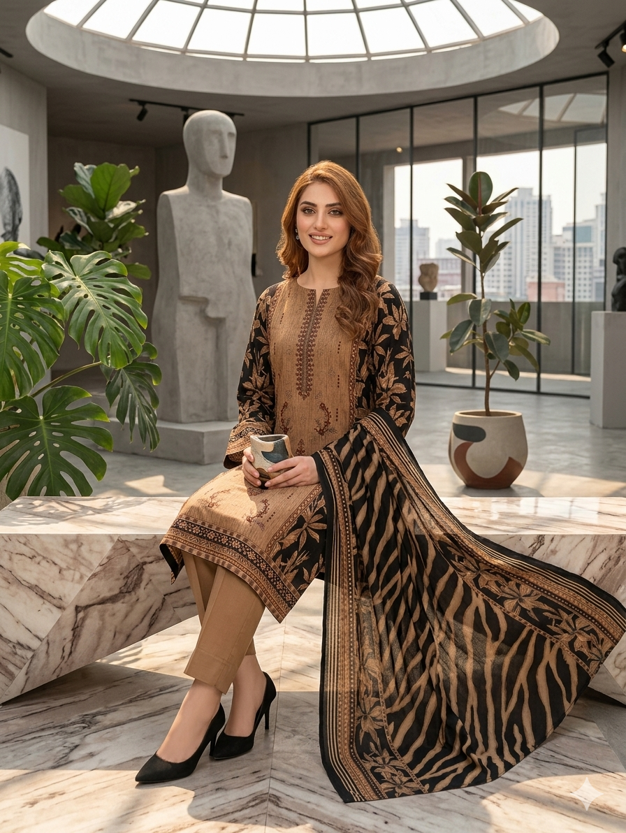 Lawn 3 Piece Embroided dress - Image 2