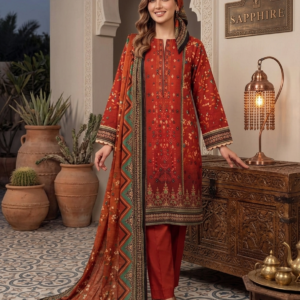 Lawn 3 Piece Embroided Dress