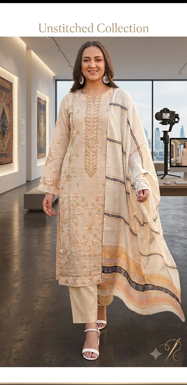 kiran brand dhanak 3piece Embroided dress - Image 4
