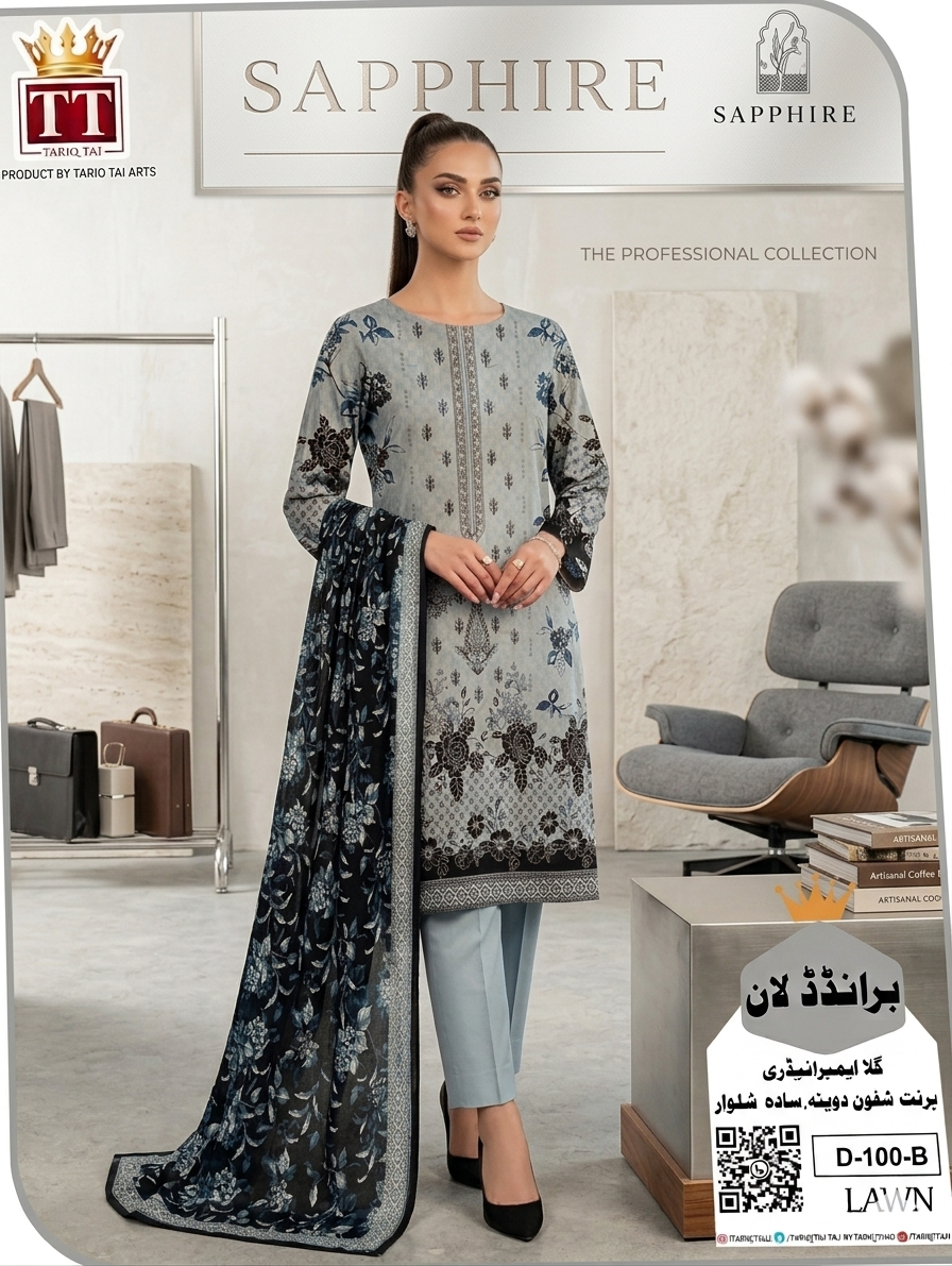 LAWN 3 Piece Embroided dress - Image 2