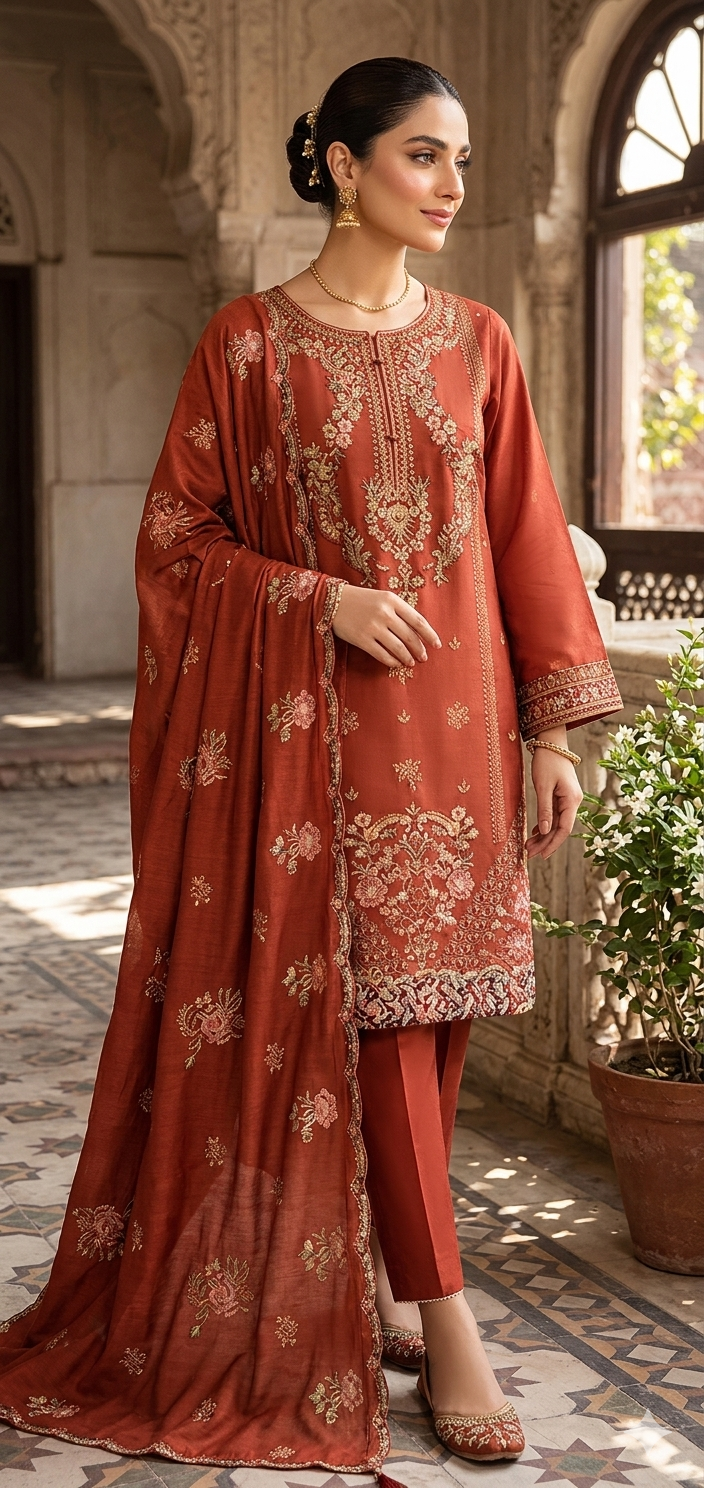 Dhanak 3 Piece Embroided dress
