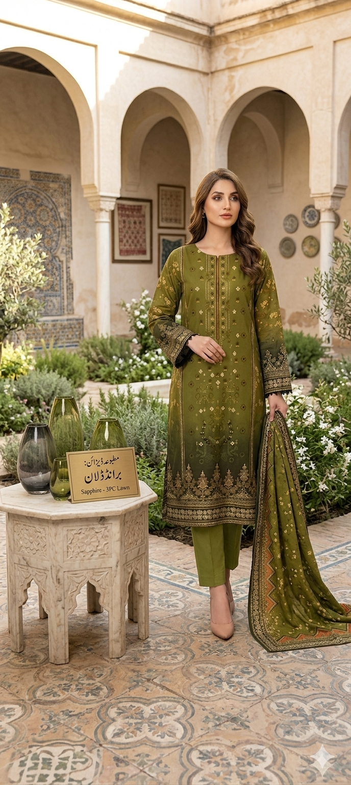 LaWn 3Piece Embroided DREss - Image 3