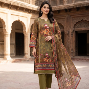 Linen3Piece Embroided dress
