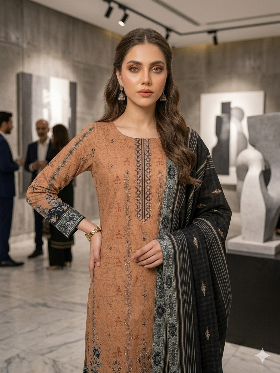 Lawn 3Piece Embroided Dress - Image 3