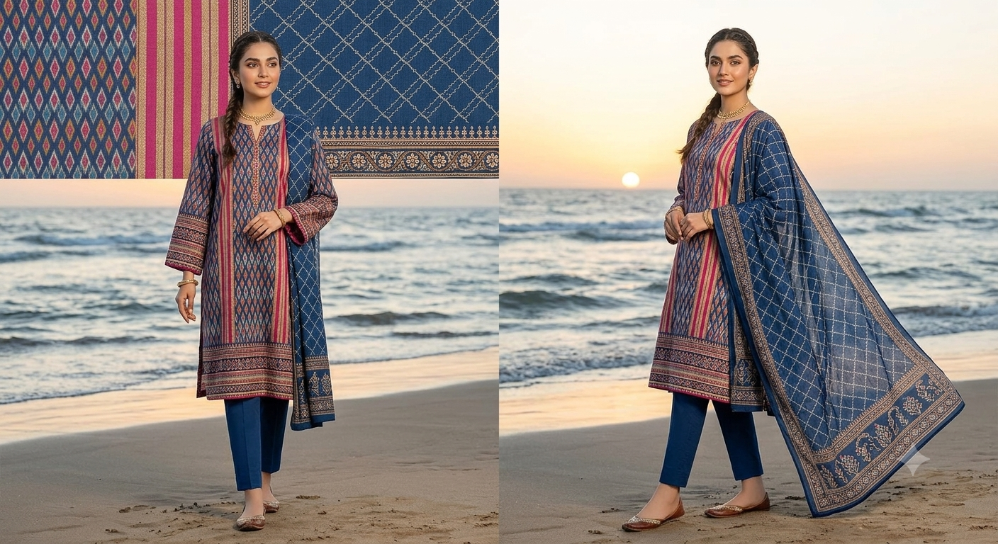LAWN3PieceEmbroided Dress