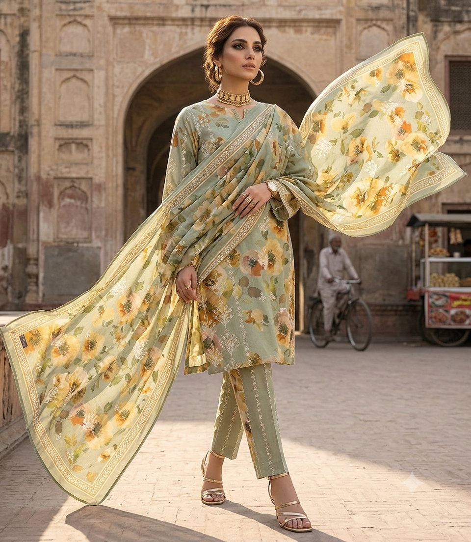 LAWN2Piece Embroided dress
